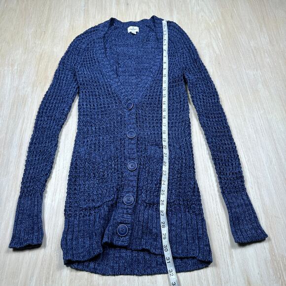 American Eagle Blue Knit Button Front Pockets Long Sleeve Cardigan Sweater XS - Picture 7 of 12